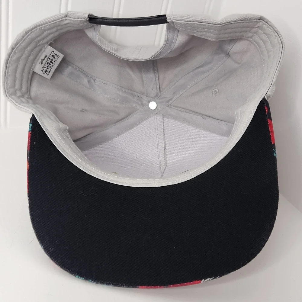 Disney Mickey Mouse Hat Mens OSFM Gray Red Floral Tropical Snapback Baseball Cap